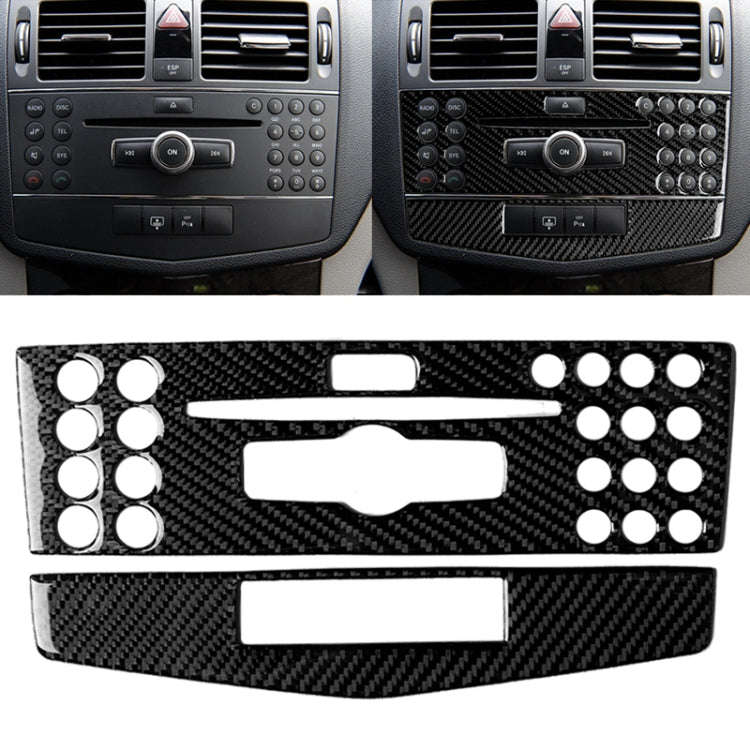 Car Carbon Fiber Center Console Panel Decorative Sticker for Mercedes-Benz W204 C Class 2007-2010...