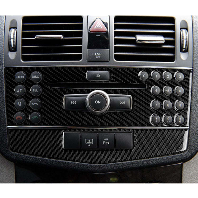 Car Carbon Fiber Center Console Panel Decorative Sticker for Mercedes-Benz W204 C Class 2007-2010...