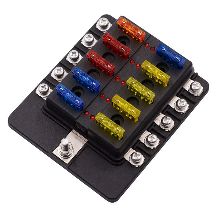 1 in 10 Out Fuse Box Screw Terminal Section Fuse Holder Kits with LED Warning Indicator for Auto ...