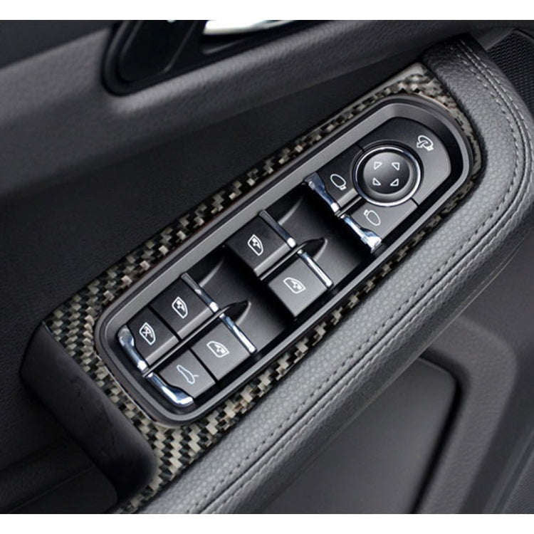 4 PCS Carbon Fiber Car Window Button Panel Decorative Sticker for Porsche Macan, Window Button Panel