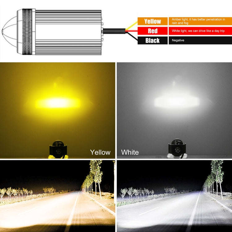 2 PCS DC9-36V / 20W / 6000K / 3000K / 2000LM Motorcycles Double Color Headlights / Fog Light, 20W