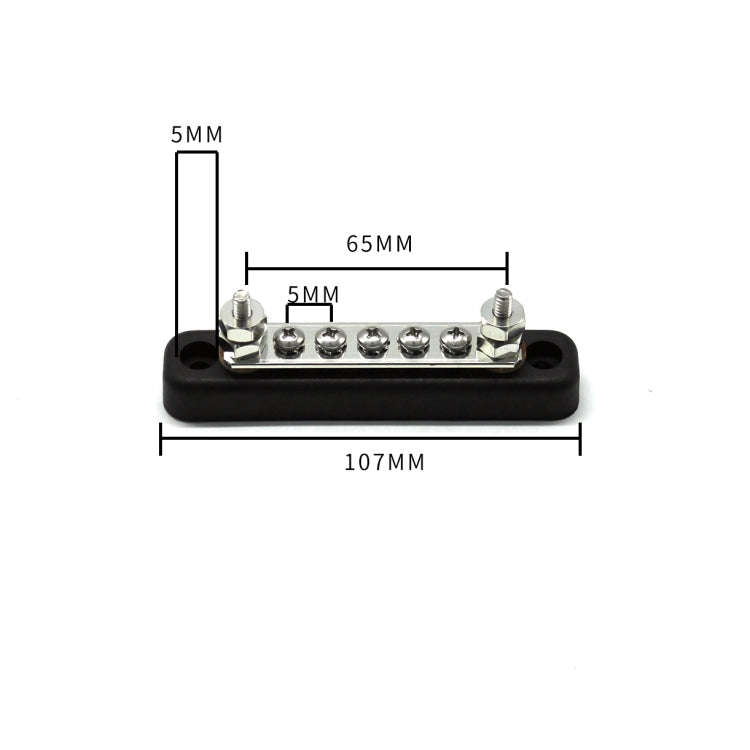 5 Way Power Distribution Bus Bar 5-bit Single Distribution Box for Car / RV / Boat, 5-bit
