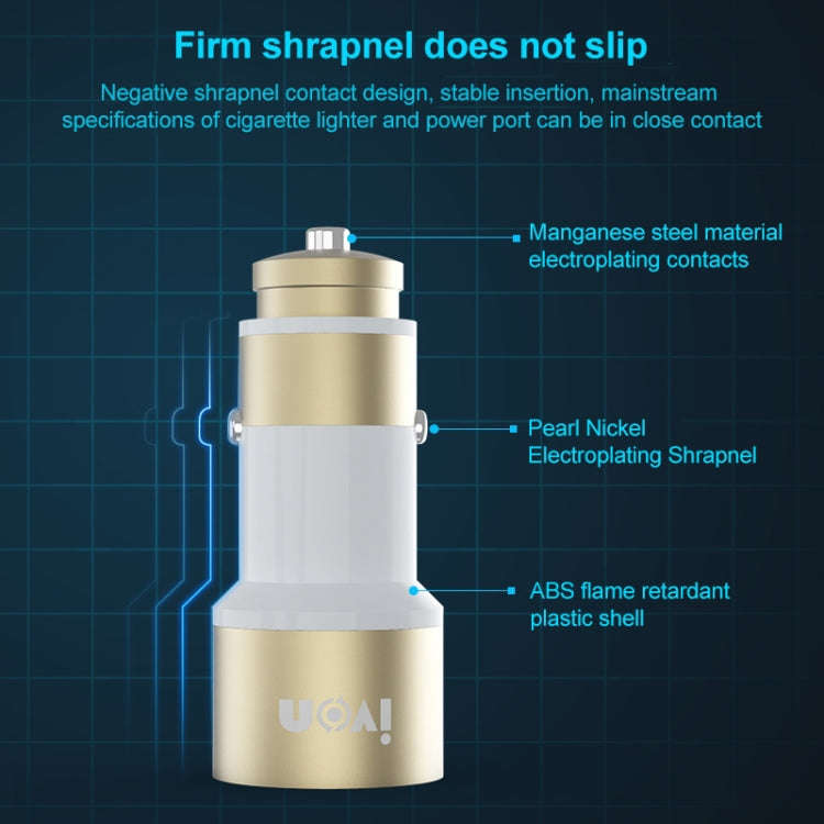IVON CC33 36W 6A Dual QC 3.0 USB Full Metal Car Charger, CC33