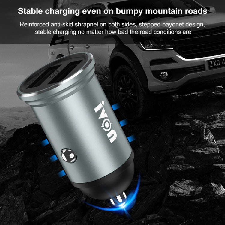 IVON CC37 15W 3.1A Dual USB Mini Car Charger + 1m USB to Micro USB Fast Charge Data Cable Set, Mi...