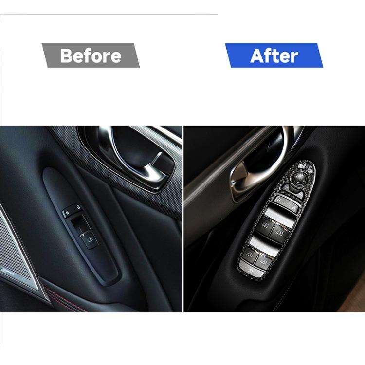 2 PCS Car Carbon Fiber Window Lift Panel Decorative Sticker for Infiniti Q50, Left Drive, Window ...