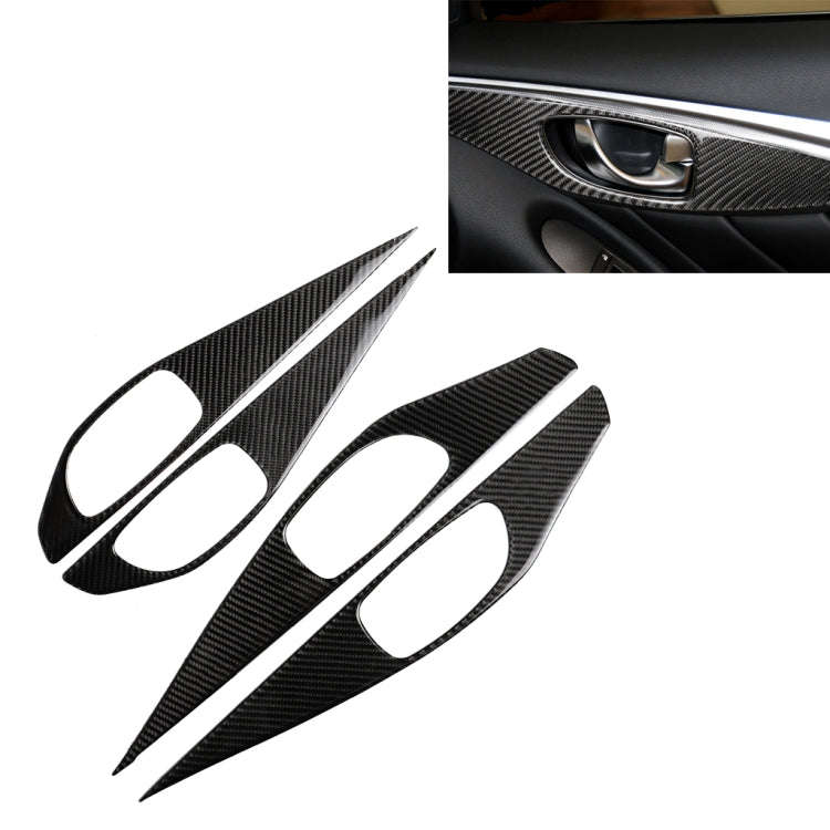 4 PCS Car Carbon Fiber Door Inner Handle Panel Decorative Sticker for Infiniti Q50 2014-2020, Doo...