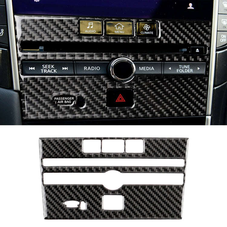 Car Carbon Fiber CD  Console Panel Decorative Sticker for Infiniti Q50 / Q60 2014-2020, CD Consol...