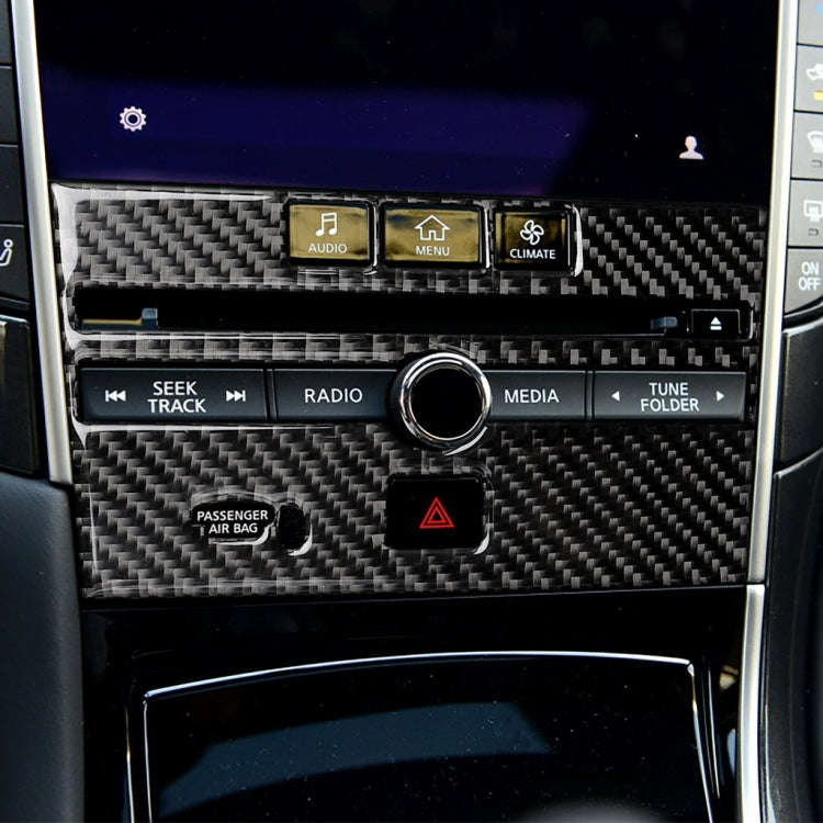 Car Carbon Fiber CD  Console Panel Decorative Sticker for Infiniti Q50 / Q60 2014-2020, CD Consol...