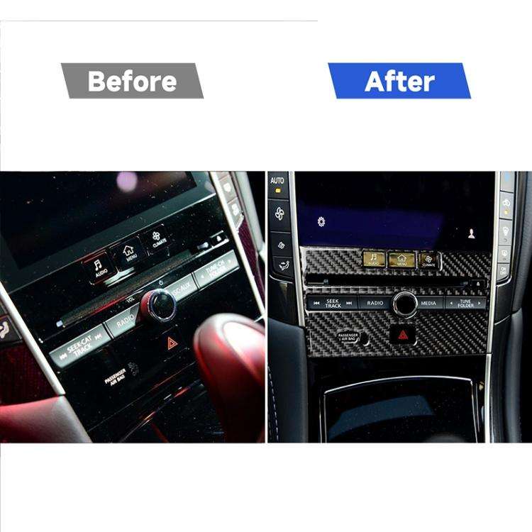 Car Carbon Fiber CD  Console Panel Decorative Sticker for Infiniti Q50 / Q60 2014-2020, CD Consol...