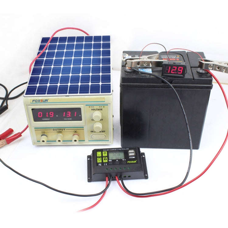 FOXSUR 10A Solar Charge Controller 12V / 24V Automatic Identification Controller, 10A