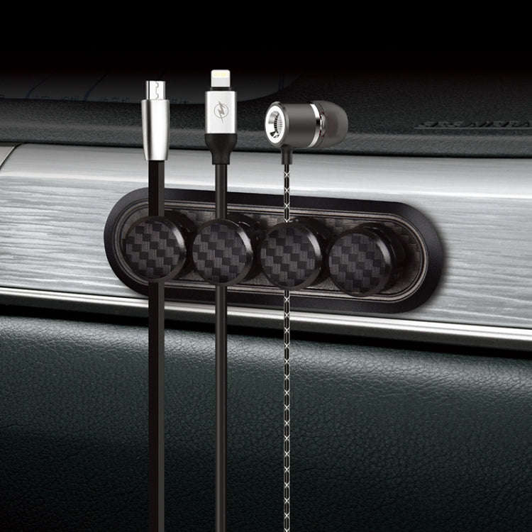 Car Carbon Fiber Magnetic Clamp Cable Storage Box Creative Desktop Hub Organizer, Desktop Hub Org...