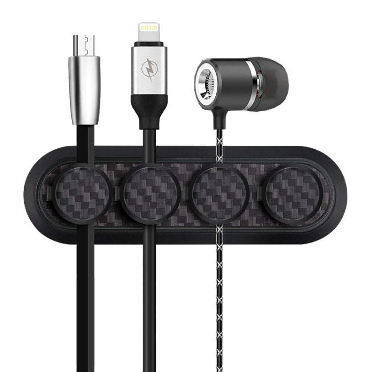 Car Carbon Fiber Magnetic Clamp Cable Storage Box Creative Desktop Hub Organizer, Desktop Hub Org...