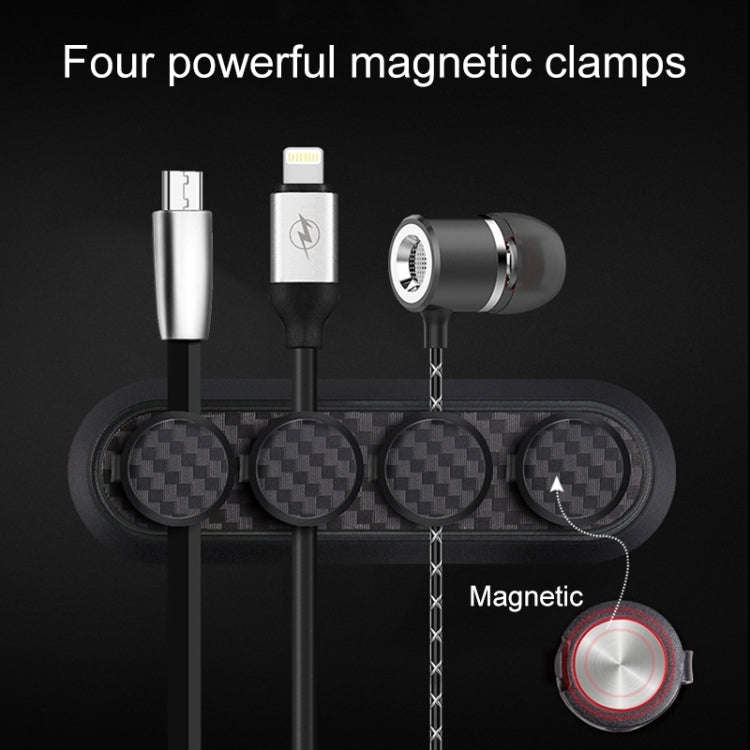 Car Carbon Fiber Magnetic Clamp Cable Storage Box Creative Desktop Hub Organizer, Desktop Hub Org...