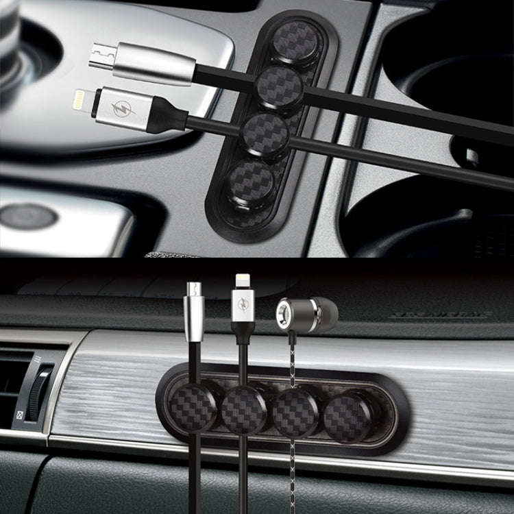 Car Carbon Fiber Magnetic Clamp Cable Storage Box Creative Desktop Hub Organizer, Desktop Hub Org...