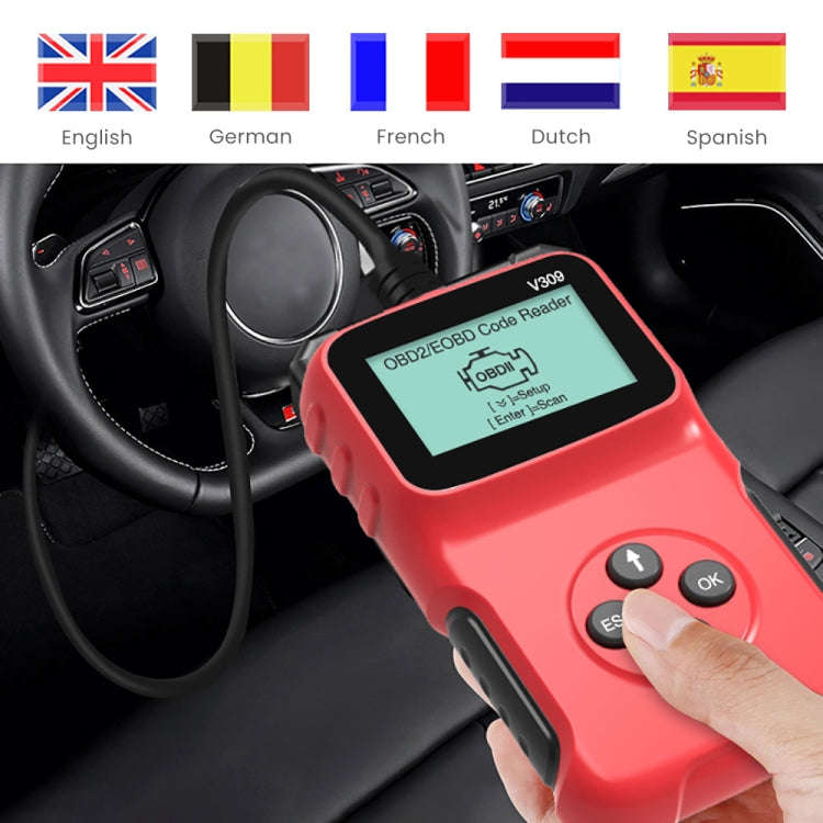 V309 Car Portable OBD2 Scanner Car Diagnostic Tool OBD 2 Automotive Scanner OBD Code Reader, V309