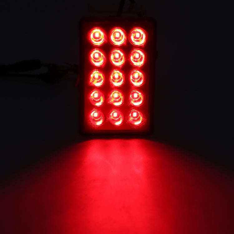 DC12V 1W Car Square Highlight Brake Lights Reversing Light with 15LEDs SMD-3528, Square (Black), ...