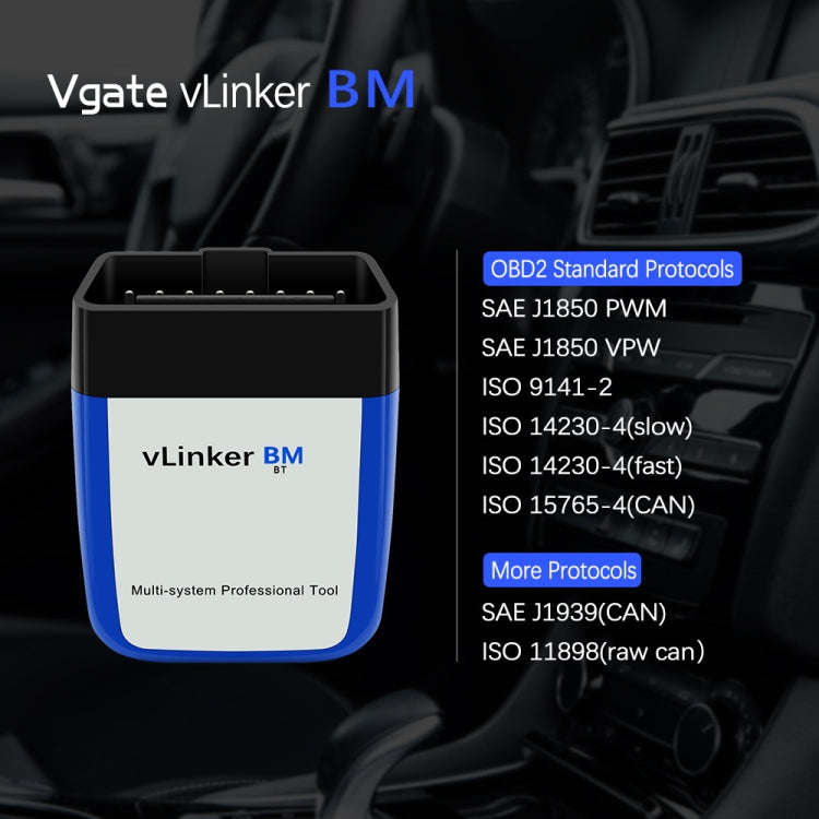Vgate VLINKER BM V2.2 Bluetooth 3.0 Android Phone Car OBD Fault Diagnosis Detector, BM V2.2 Bluet...