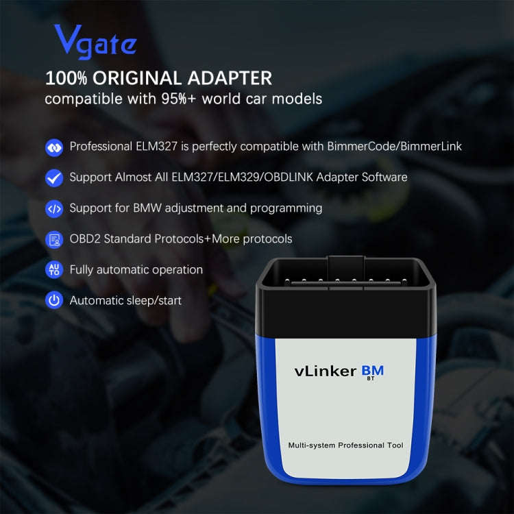 Vgate VLINKER BM V2.2 Bluetooth 3.0 Android Phone Car OBD Fault Diagnosis Detector, BM V2.2 Bluet...