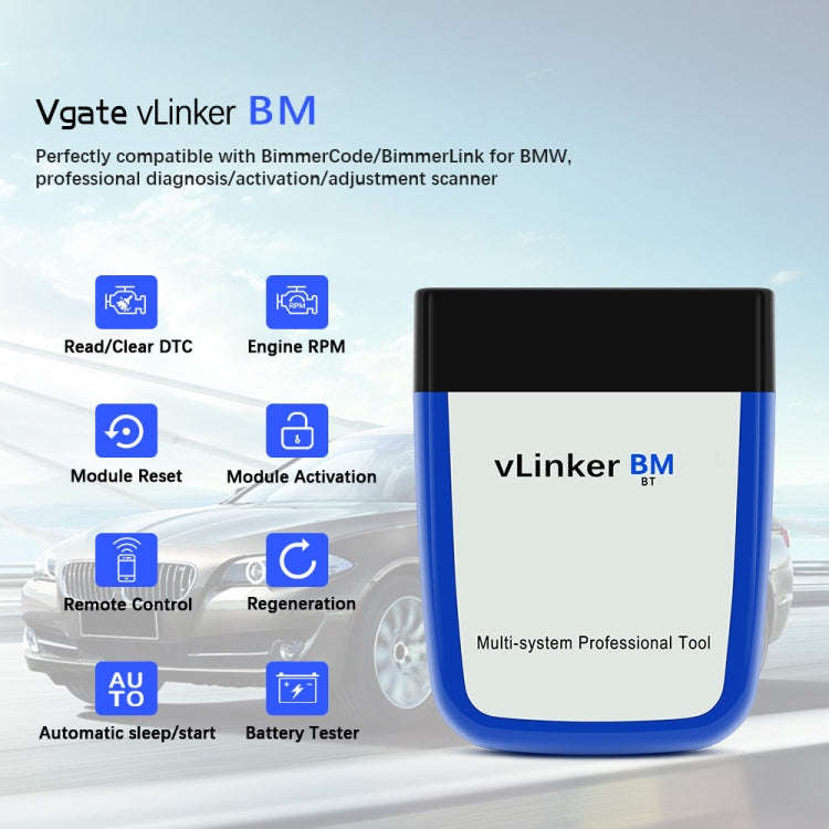 Vgate VLINKER BM V2.2 Bluetooth 3.0 Android Phone Car OBD Fault Diagnosis Detector, BM V2.2 Bluet...