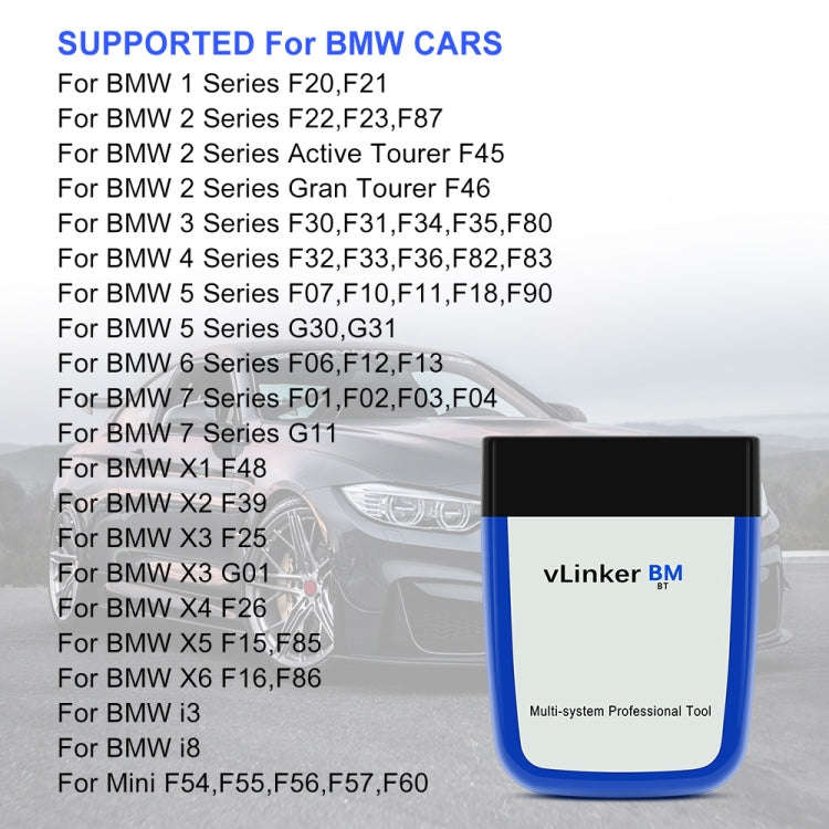 Vgate VLINKER BM V2.2 Bluetooth 3.0 Android Phone Car OBD Fault Diagnosis Detector, BM V2.2 Bluet...