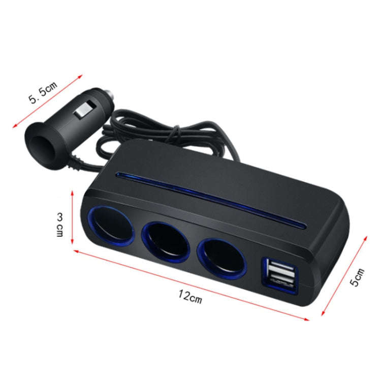 SHUNWEI SD-1938 120W 3A Car 3 in 1 Dual USB Charger Cigarette Lighter with Atmosphere Light, SD-1...