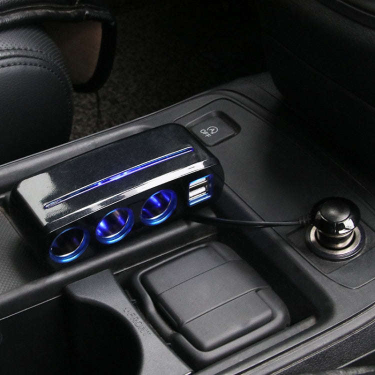 SHUNWEI SD-1938 120W 3A Car 3 in 1 Dual USB Charger Cigarette Lighter with Atmosphere Light, SD-1...