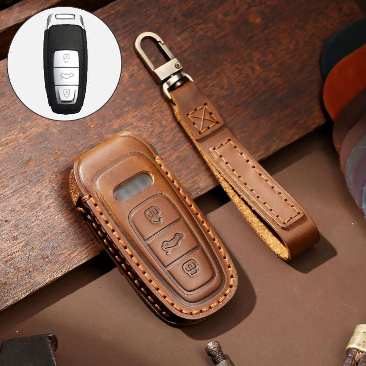 Hallmo Car Cowhide Leather Key Protective Cover Key Case for Audi A6L / A8L / A4 / A7 / A5 C Styl...