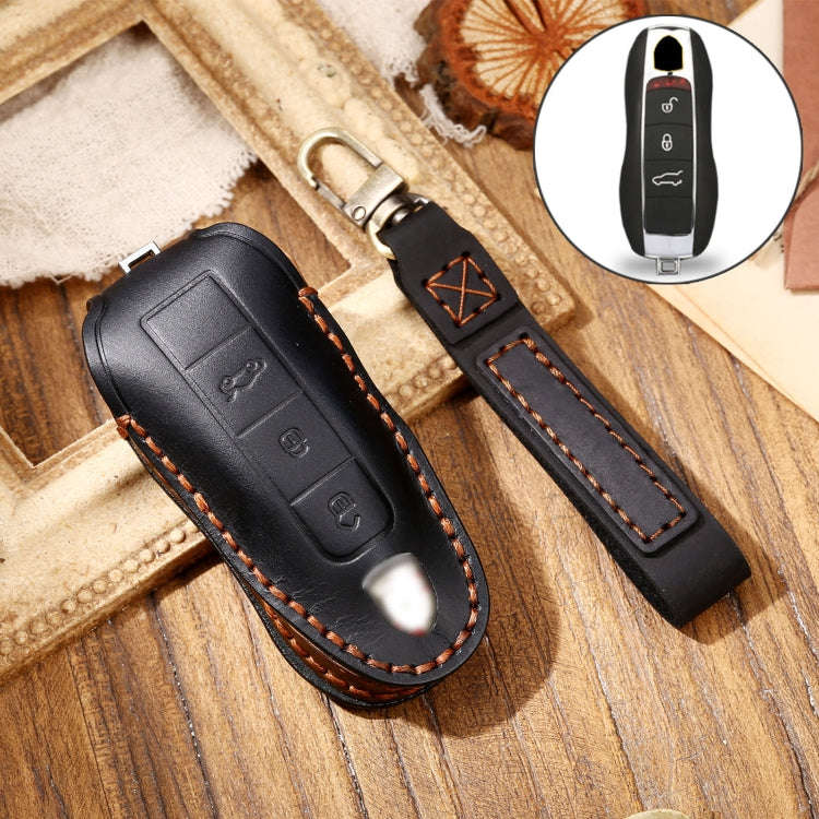 Hallmo Car Cowhide Leather Key Protective Cover Key Case for Porsche Macan 718 2021 A Style, For ...