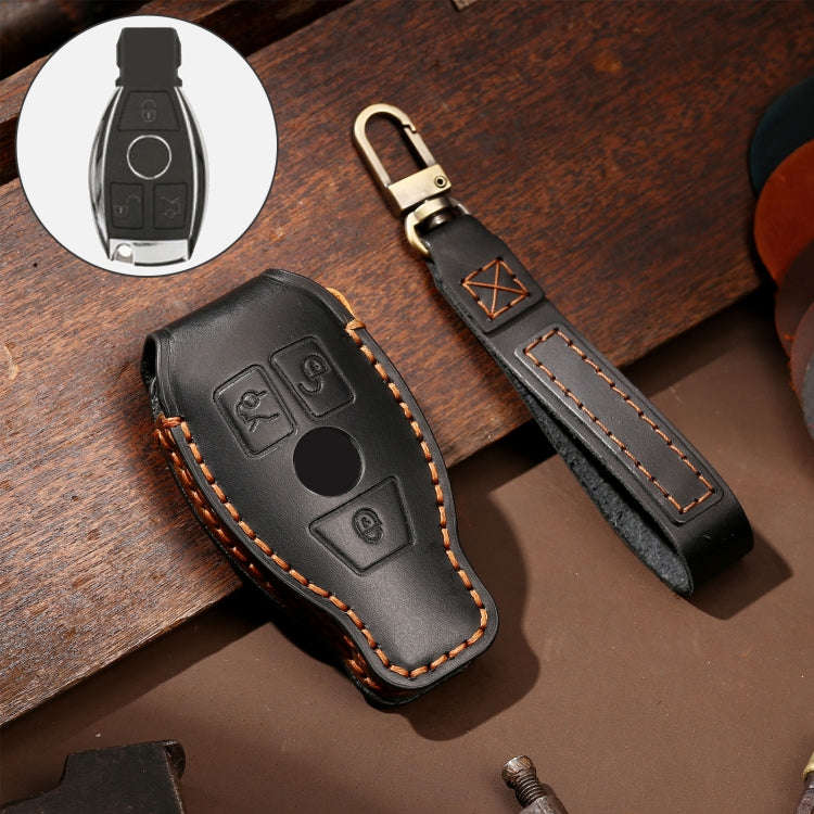 Hallmo Car Cowhide Leather Key Protective Cover Key Case for Old Mercedes-Benz E300L, For Old Mer...