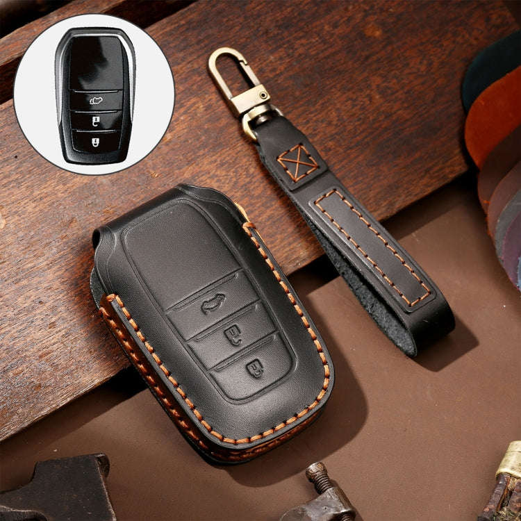 Hallmo Car Cowhide Leather Key Protective Cover Key Case for Toyota Corolla 2017 3-button, For To...