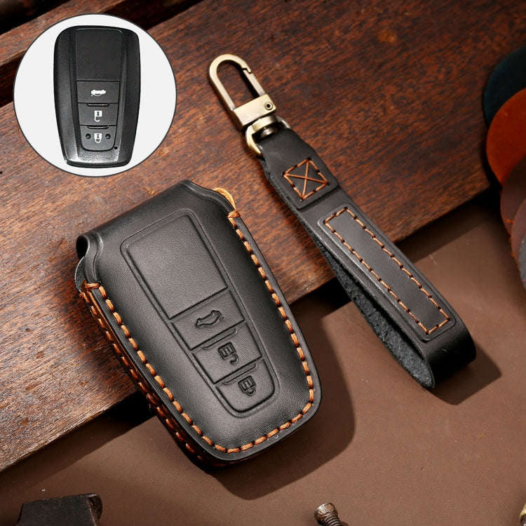 Hallmo Car Cowhide Leather Key Protective Cover Key Case for Toyota Corolla 2018 3-button, For To...