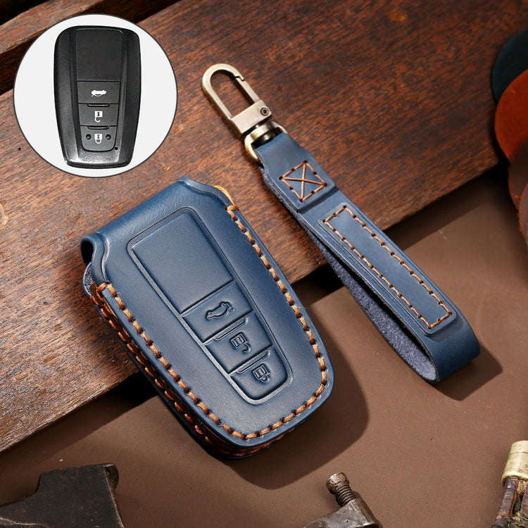 Hallmo Car Cowhide Leather Key Protective Cover Key Case for Toyota Corolla 2018 3-button, For To...