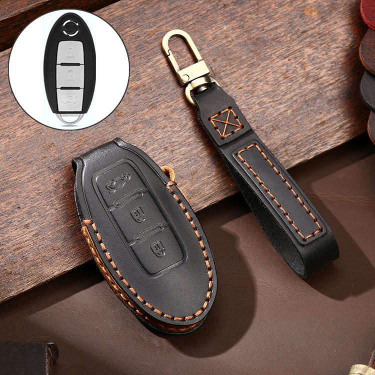 Hallmo Car Cowhide Leather Key Protective Cover Key Case for Nissan Sylphy 3-button Tail Box, For...