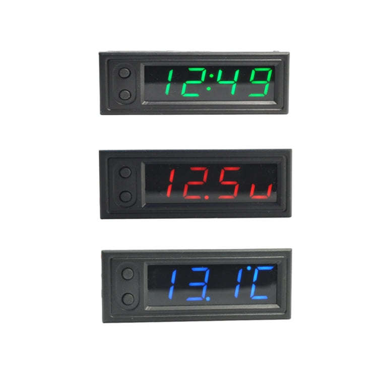 3 in 1 Car High-precision Electronic LED Luminous Clock + Thermometer + Voltmeter, 3 in 1 Green, ...
