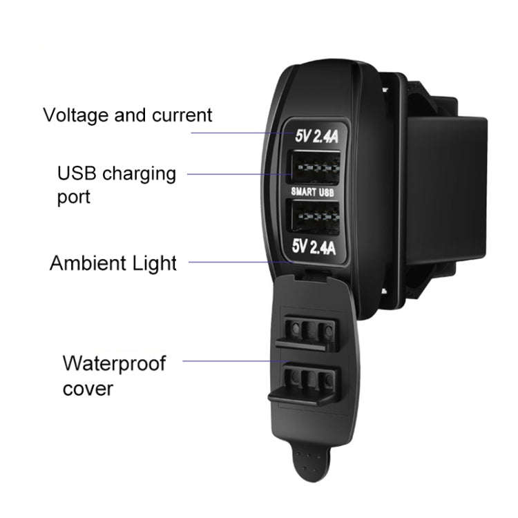 Car 4.8A Double-sided Mobile Phone Charger, 4.8A