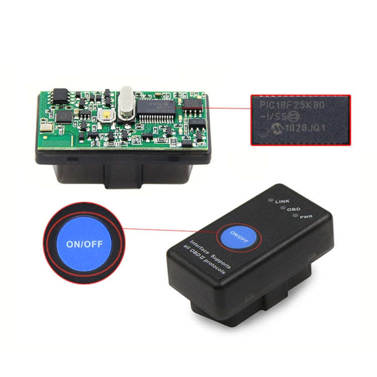 Mini Bluetooth 4.0 ELM327 OBD Car Fault Diagnostic Scanner with Power Switch, Bluetooth 4.0 with ...