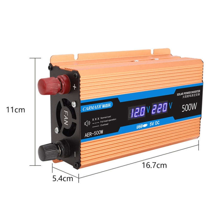 Carmaer 48V to 220V 500W Car Multi-function Double Digital Display Inverter Household Power Conve...