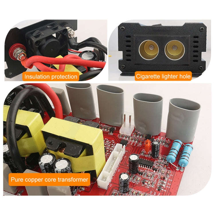 Carmaer 12V to 220V 1200W Double Cigarette Lighter Car Double Digital Display Inverter Household ...