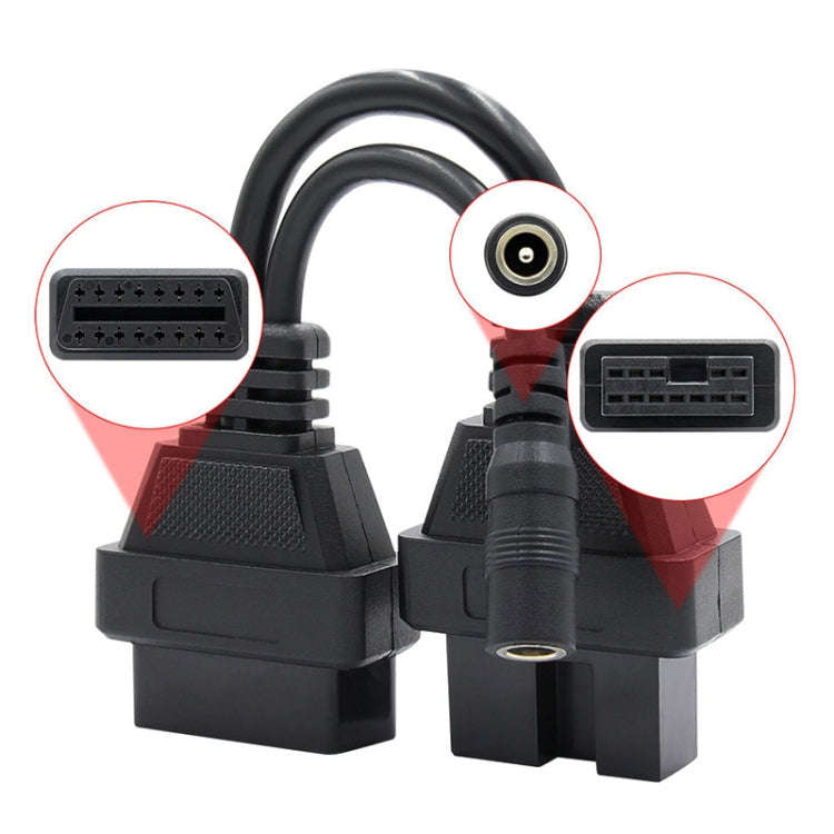 12Pin to 16Pin Car OBD2 Conversion Cable OBDII Diagnostic Adapter Cable for Mitsubishi, 12Pin to ...