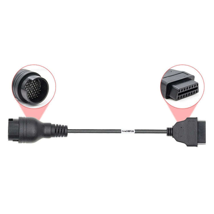 38Pin to 16Pin Truck OBD2 Conversion Cable OBDII Diagnostic Adapter Cable for Iveco, 38Pin to 16P...