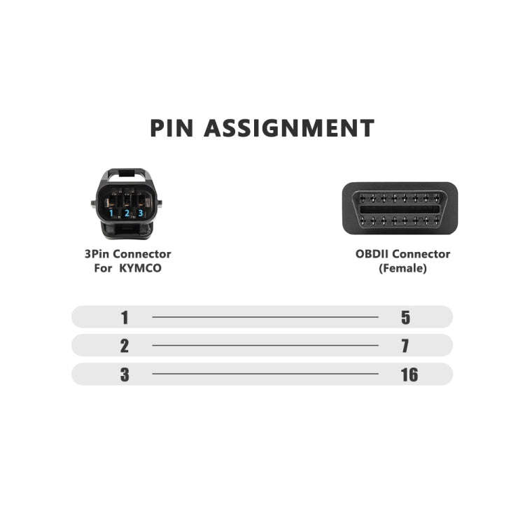 16Pin to 3Pin Motorcycles OBD2 Conversion Cable OBDII Diagnostic Adapter Cable for KYMCO, 16Pin t...