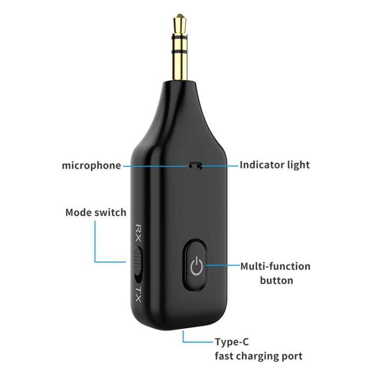 A60 3 in 1 Car Bluetooth Receiver Transmitter 3.5AUX Hands-free Call, A60
