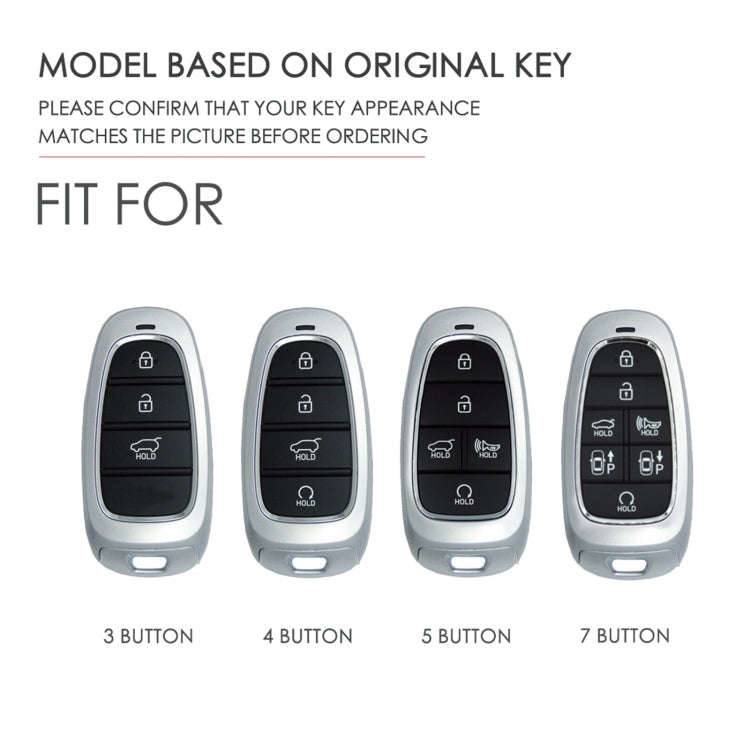 Hallmo Car Cowhide Leather Key Protective Cover Key Case for Hyundai 4-button Start, For Hyundai ...