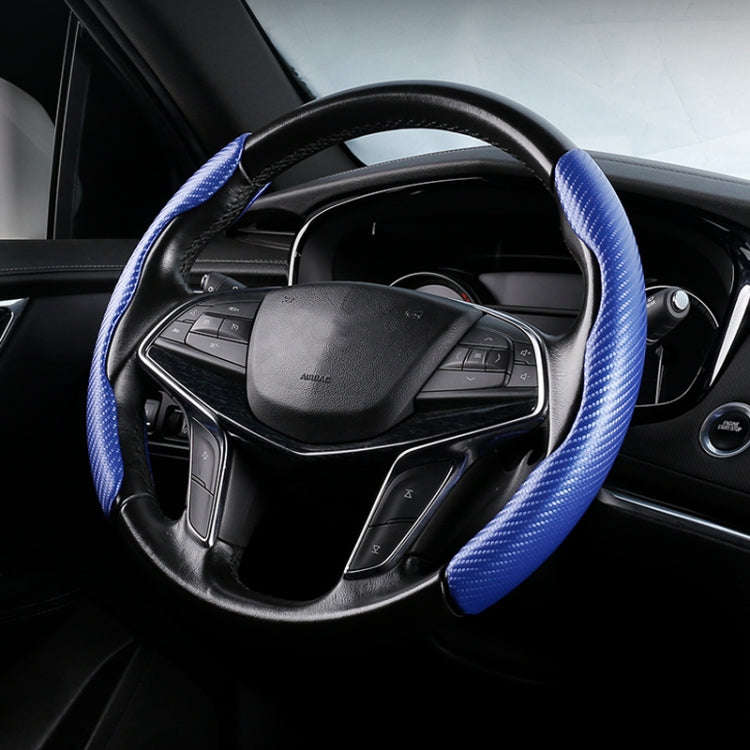 Car Universal Carbon Fiber Texture Leather Steering Wheel Cover