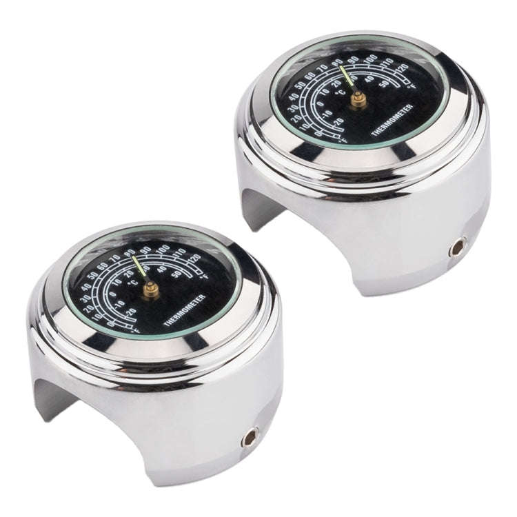 2 PCS Motorcycle 22-25mm Handlebar Thermometer, Thermometer (Black), Thermometer (White)