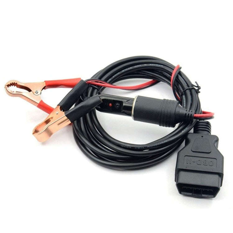 OBD II Car ECU Emergency Power Supply Cable Memory Saver with Alligator Clip-On Cigarette Lighter...