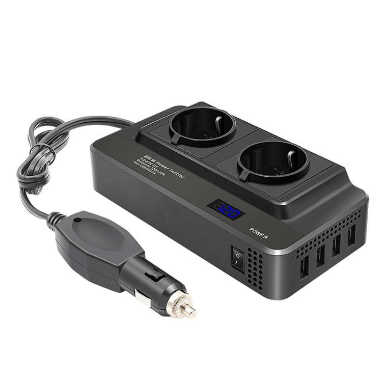 DC12V 200W AC220V Car Smart Multi-functional Digital Display Inverter, EU Plug, EU Plug