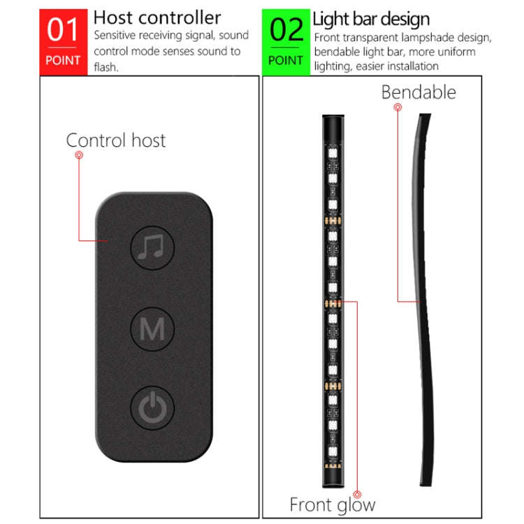 Y12 USB Car Colorful RGB Foot LED Atmosphere Light, Y12 USB