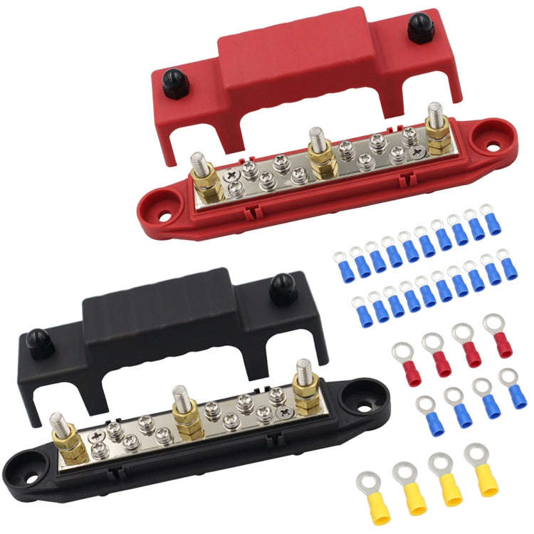 1 Pair 48V 150A M6 Power Distribution Terminal Block Battery Bus Bar Set with Terminal Block, M6 ...