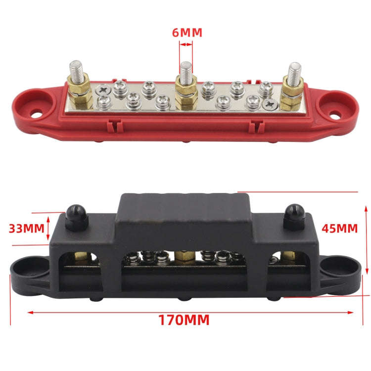 1 Pair 48V 150A M6 Power Distribution Terminal Block Battery Bus Bar Set with Terminal Block, M6 ...